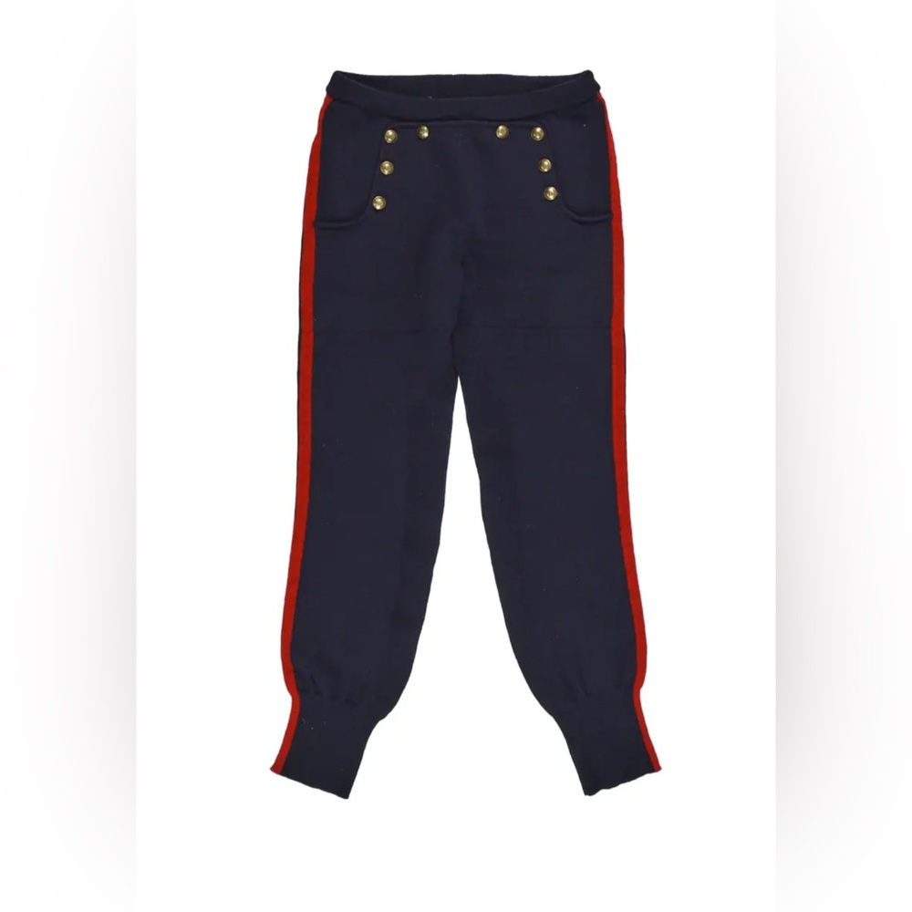 Isabel Marant Navy Blue with Red Stripe Knit Joggers. Size 36 FR. NWOT.